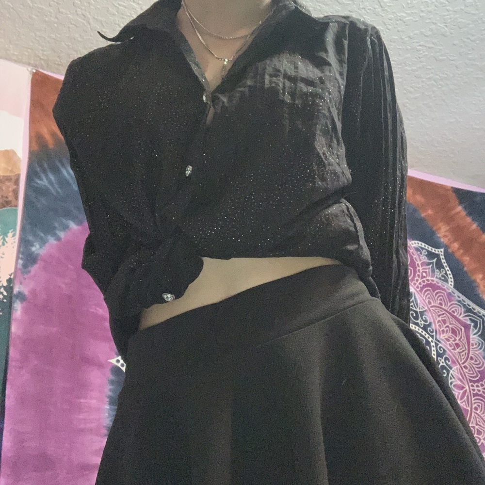Black sparkly collared shirt